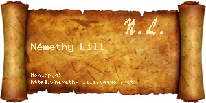 Némethy Lili névjegykártya